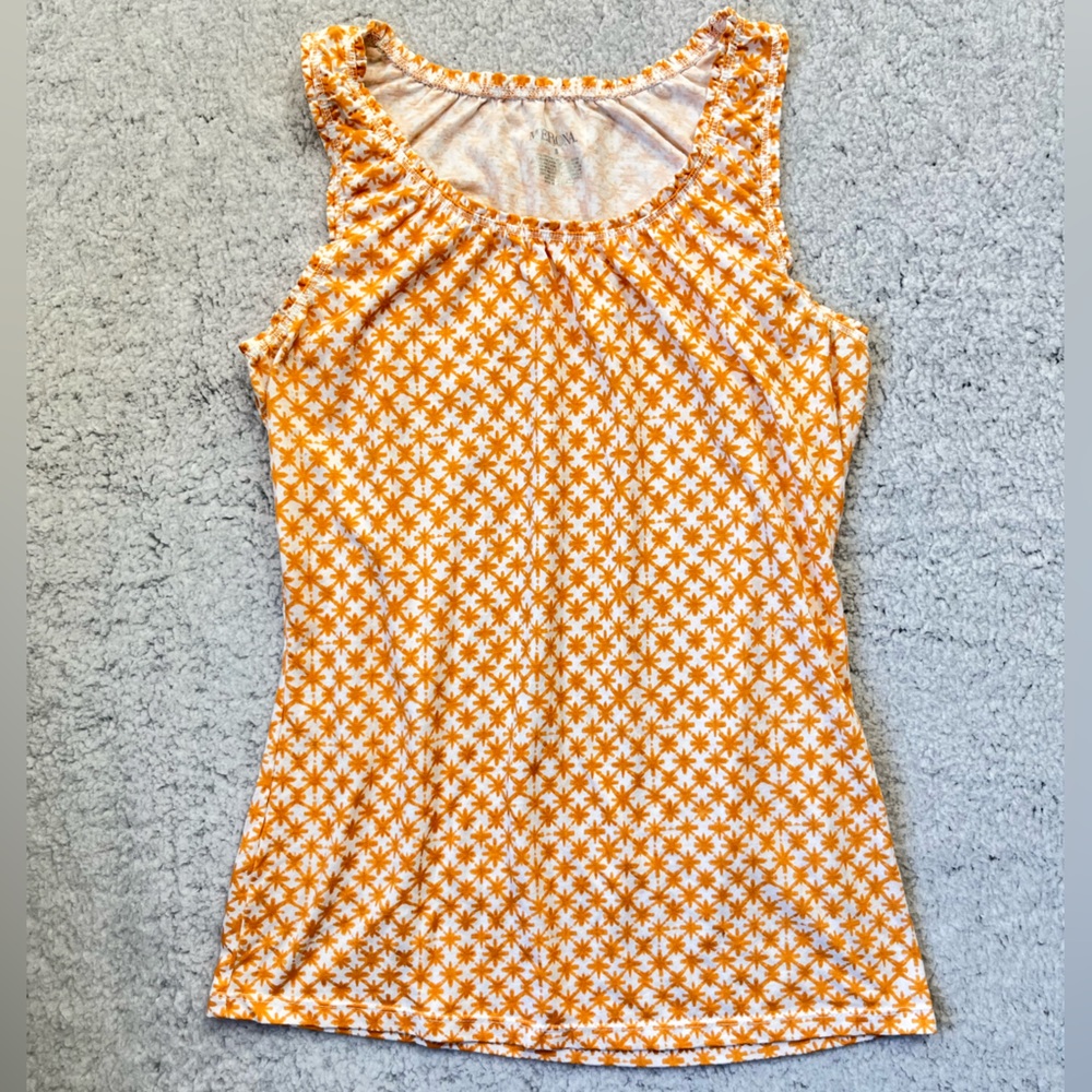Women's Merona Orange Floral Pattern Cotton Blend Casual Tank Top Size S